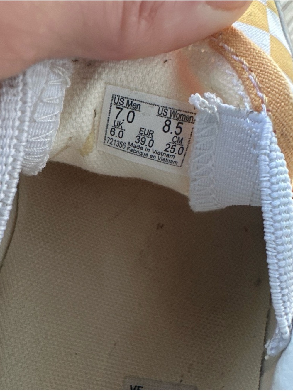 Vans Kids Checkerboard Slip-On Sneakers in Yellow and White - Picture 5 of 5